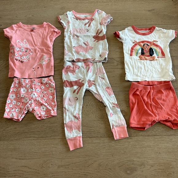 💕SOLD💕Bundle of 6 Baby Girl 18 Months Pajamas - Picture 2 of 8